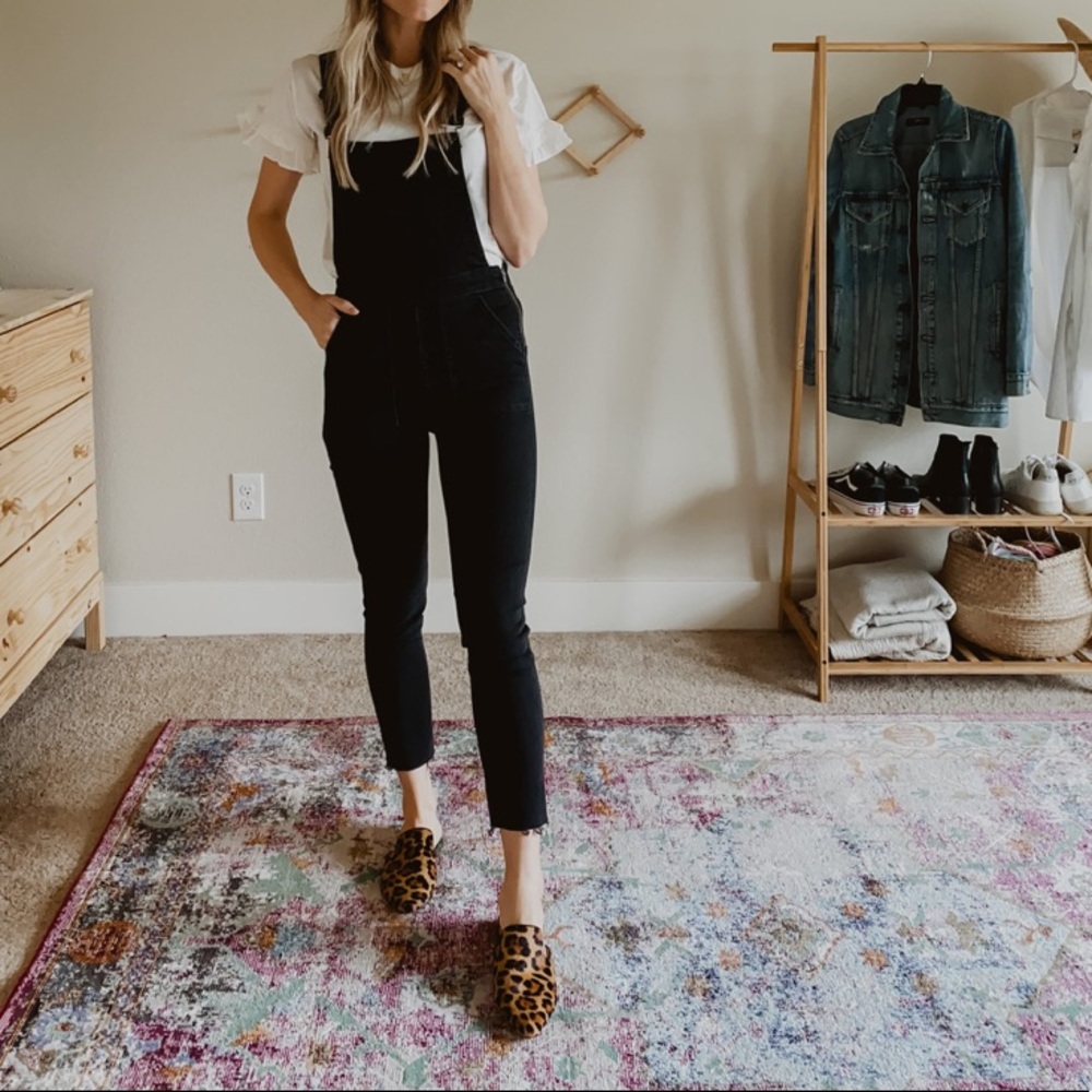 Madewell Black Denim Skinny Overalls in Lunar Wash